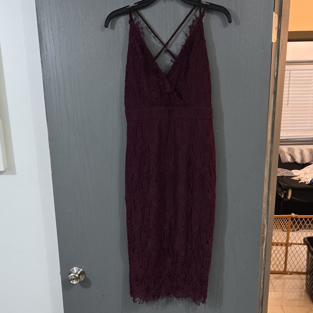 Elegant Burgundy Lace Dress